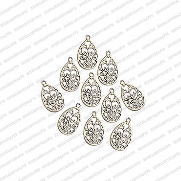 ECMANTCH72-Tear-Drop-Shape-Metal-Antique-Finish-Silver-Charm-Design-5