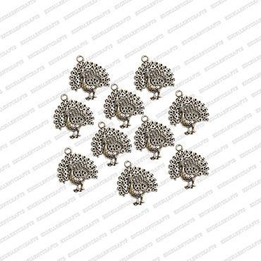 ECMANTCH74-Peacock-Shape-Metal-Antique-Finish-Silver-Charm-Design-2