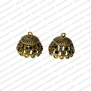 Dome Shape Metal Antique Finish Gold Jhumka Base Design 65