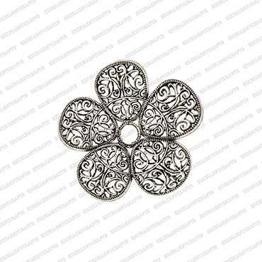 ECMANTPEN114-Round-Shape-Metal-Antique-Finish-Silver-Color-Pendant-Flower-Design-11