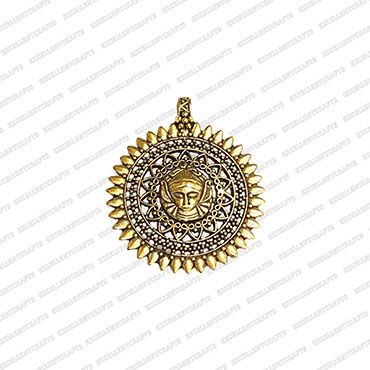 ECMANTPEN117-Round-Shape-Metal-Antique-Finish-Gold-Color-Buddha-Face-Pendant-Design-1