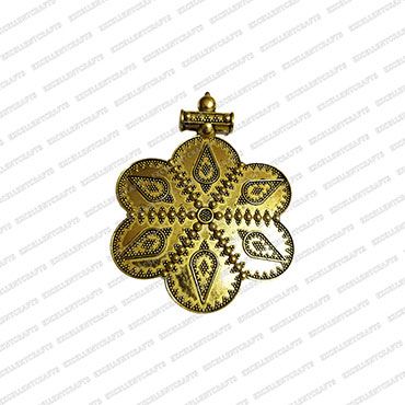 ECMANTPEN55-Round-Shape-Metal-Antique-Finish-Gold-Color-Pendant-Flower-Design-7