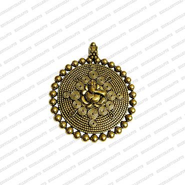 ECMANTPEN58-Round-Shape-Metal-Antique-Finish-Gold-Color-Pendant-Ganesha-Design-2