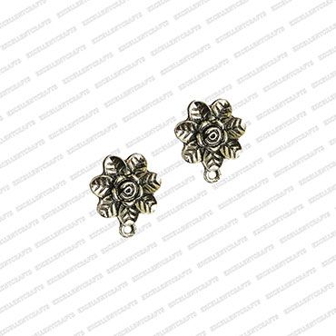 ECMANTSTUD119-Round-Shape-Metal-Antique-Finish-Rose-Flower-Silver-Color-Stud-Design-1