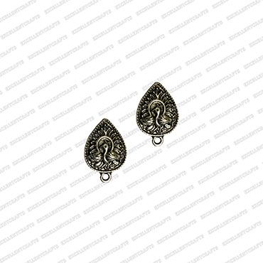 ECMANTSTUD126-Leaf-Shape-with-Peacock-Metal-Antique-Finish-Silver-Color-Stud-Design-1-Small