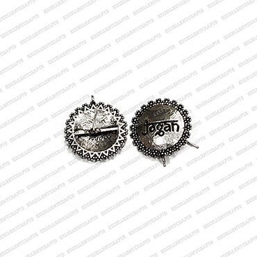 Round Shape Metal Antique Finish Silver Color Stud Jogan Design 1