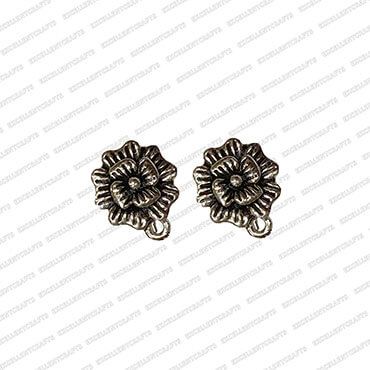 Round Shape Metal Antique Finish Flower Silver Color Stud Design 6