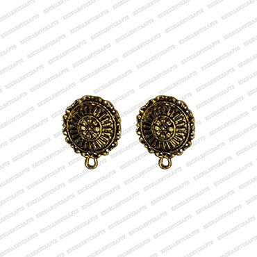 Round Shape Metal Antique Finish Gold Color Stud Design 6