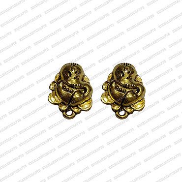 Lord Ganesha Metal Antique Finish Gold Color Stud Design 3