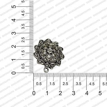 Round Shape Metal Antique Finish Flower Silver Color Stud Design 19