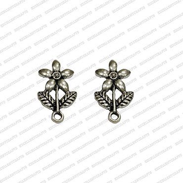 Leaf with Flower Shape Metal Antique Finish Silver Color Stud Design 1