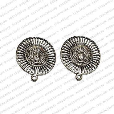 Durga Face Metal Antique Finish Silver Color Stud Design 3-Big