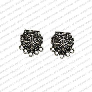 Tear Drop Shape Metal Antique Finish Silver Color Stud Design 1 with 5 Hole Connectors