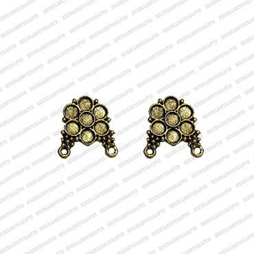 Round Shape Metal Antique Finish Flower Gold Color Stud Design 23