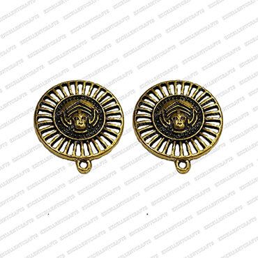 Durga Face Metal Antique Finish Gold Color Stud Design 3-Small