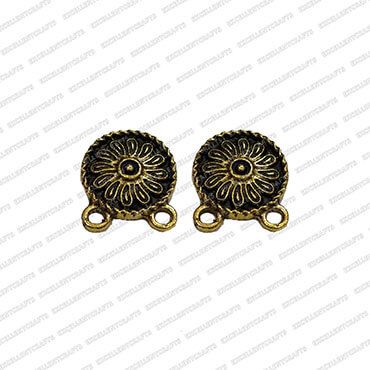 Round Shape Metal Antique Finish Flower Gold Color Stud Design 29