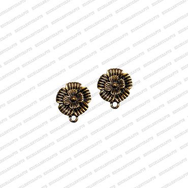 ECMANTSTUD33-Round-Shape-Metal-Antique-Finish-Flower-Gold-Color-Stud-Design-3