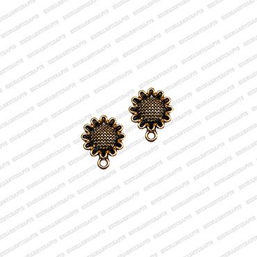 ECMANTSTUD37-Round-Shape-Metal-Antique-Finish-Sun-Flower-Gold-Color-Stud-Design-3
