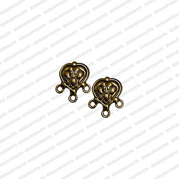 ECMANTSTUD42-3-Hole-Connectors-Heart-Shape-Metal-Antique-Finish-Double-Peacock-Gold-Color-Stud-Design-1