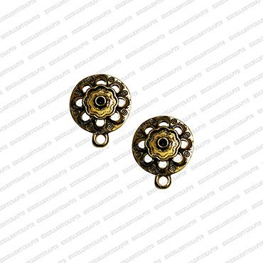 ECMANTSTUD57-Round-Shape-Metal-Antique-Finish-Flower-Gold-Color-Stud-Design-8