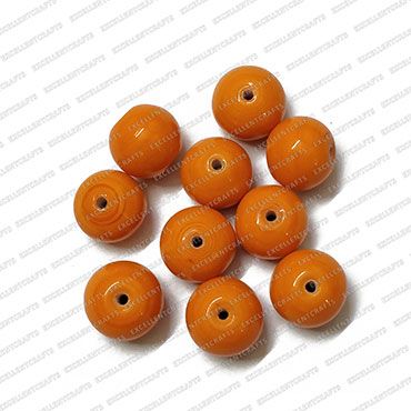 ECMGLBEAD101-12mm-Dia-Orange-Opaque-Round-Shape-Shiny-Glass-Beads