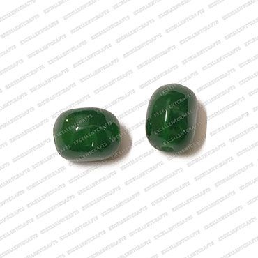 ECMGLBEAD11-8mm-x-10mm-Forest-Green-Transparent-Corn-Shape-Shiny-Glass-Beads V1