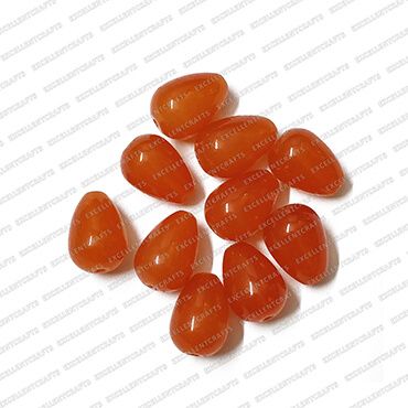 14mm x 8mm Orange Transparent Tear Drop Shape Shiny Glass Beads