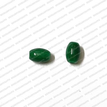 ECMGLBEAD131-6mm-x-4mm-Forest-Green-Transparent-Oval-Shape-Shiny-Glass-Beads V1