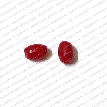 ECMGLBEAD137-6mm-x-4mm-Red-Transparent-Oval-Shape-Shiny-Glass-Beads V1