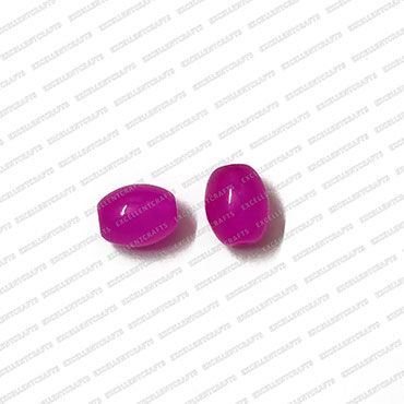 ECMGLBEAD147-8mm-x-6mm-Magenta-Pink-Transparent-Oval-Shape-Shiny-Glass-Beads V1