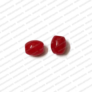 ECMGLBEAD149-8mm-x-6mm-Red-Transparent-Oval-Shape-Shiny-Glass-Beads V1