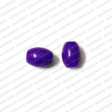ECMGLBEAD152-10mm-x-8mm-Purple-Opaque-Oval-Shape-Shiny-Glass-Beads V1