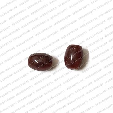 ECMGLBEAD153-10mm-x-8mm-Brown-Opaque-Oval-Shape-Shiny-Glass-Beads V1
