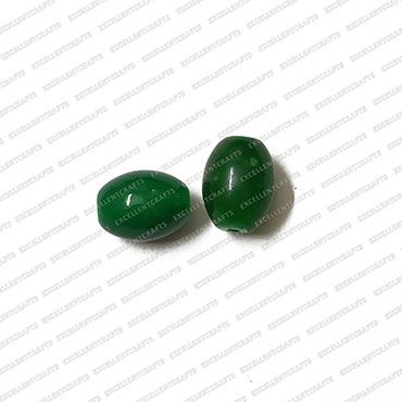ECMGLBEAD159-10mm-x-8mm-Forest-Green-Transparent-Oval-Shape-Shiny-Glass-Beads V1