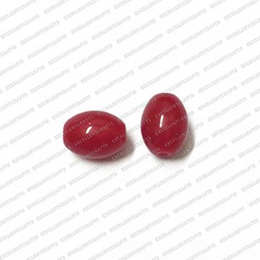 ECMGLBEAD161-10mm-x-8mm-Red-Transparent-Oval-Shape-Shiny-Glass-Beads V1
