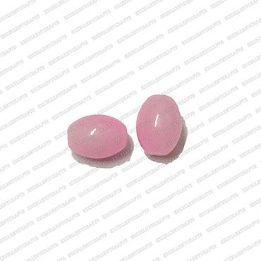 ECMGLBEAD166 10mm x 8mm Baby Pink Transparent Oval Shape Shiny Glass Beads V1