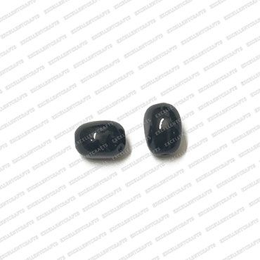 ECMGLBEAD182-8mm-x-12mm-Black-Transparent-Corn-Shape-Shiny-Glass-Beads V1