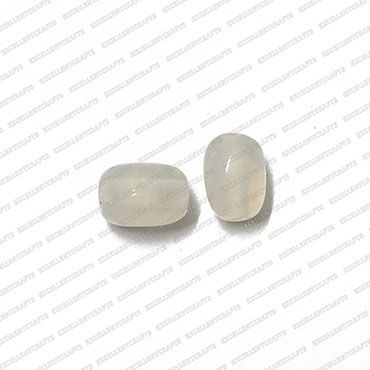 ECMGLBEAD185-8mm-x-12mm-White-Transparent-Corn-Shape-Shiny-Glass-Beads V1