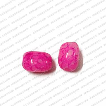 ECMGLBEAD186-8mm-x-10mm-Neon-Pink-Transparent-Corn-Shape-Shiny-Glass-Beads V1