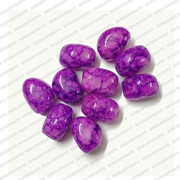 ECMGLBEAD188-8mm-x-12mm-Purple-Texture-Corn-Shape-Shiny-Glass-Beads
