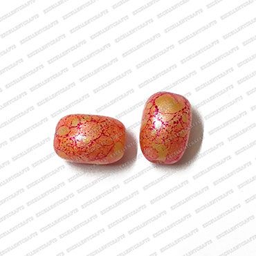 ECMGLBEAD191-8mm-x-12mm-Peach-Texture-Corn-Shape-Shiny-Glass-Beads V1