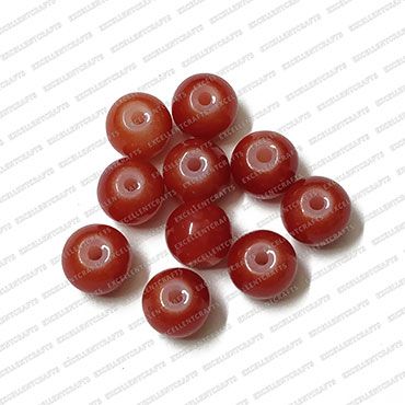 ECMGLBEAD208-8mm-Dia-Red-Transparent-Round-Shape-Shiny-Glass-Beads