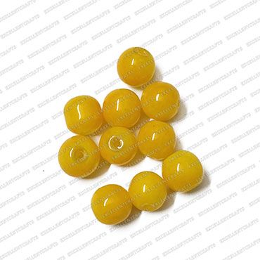 ECMGLBEAD227-10mm-Dia-Sunshine-Yellow-Transparent-Round-Shape-Shiny-Glass-Beads