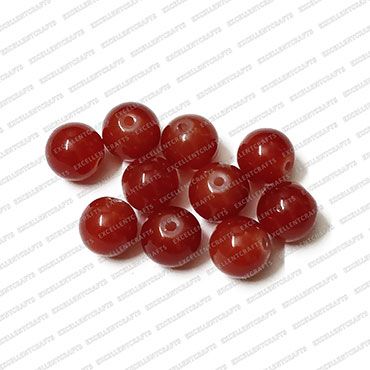 ECMGLBEAD229-12mm-Dia-Cherry-Red-Transparent-Round-Shape-Shiny-Glass-Beads