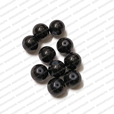 ECMGLBEAD230-12mm-Dia-Black-Transparent-Round-Shape-Shiny-Glass-Beads