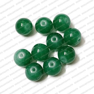 ECMGLBEAD231-12mm-Dia-Forest-Green-Transparent-Round-Shape-Shiny-Glass-Beads