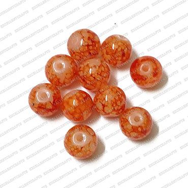 ECMGLBEAD240-10mm-Dia-Cherry-Red-Texture-Round-Shape-Shiny-Glass-Beads