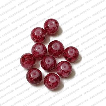 ECMGLBEAD249-10mm-Dia-Brown-Maroon-Texture-Round-Shape-Shiny-Glass-Beads