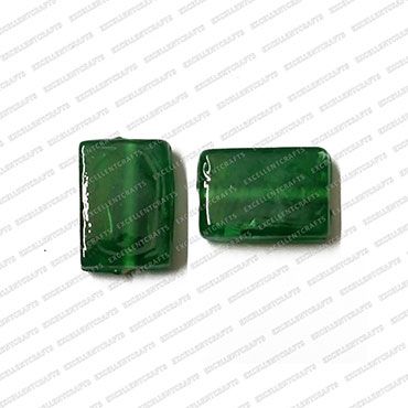 ECMGLBEAD258-11mm-x-16mm-Forest-Green-Transparent-Rectangle-Shape-Shiny-Glass-Beads V1