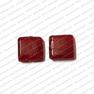 ECMGLBEAD276-14mm-x-14mm-Maroon-Transparent-Square-Shape-Shiny-Glass-Beads V1